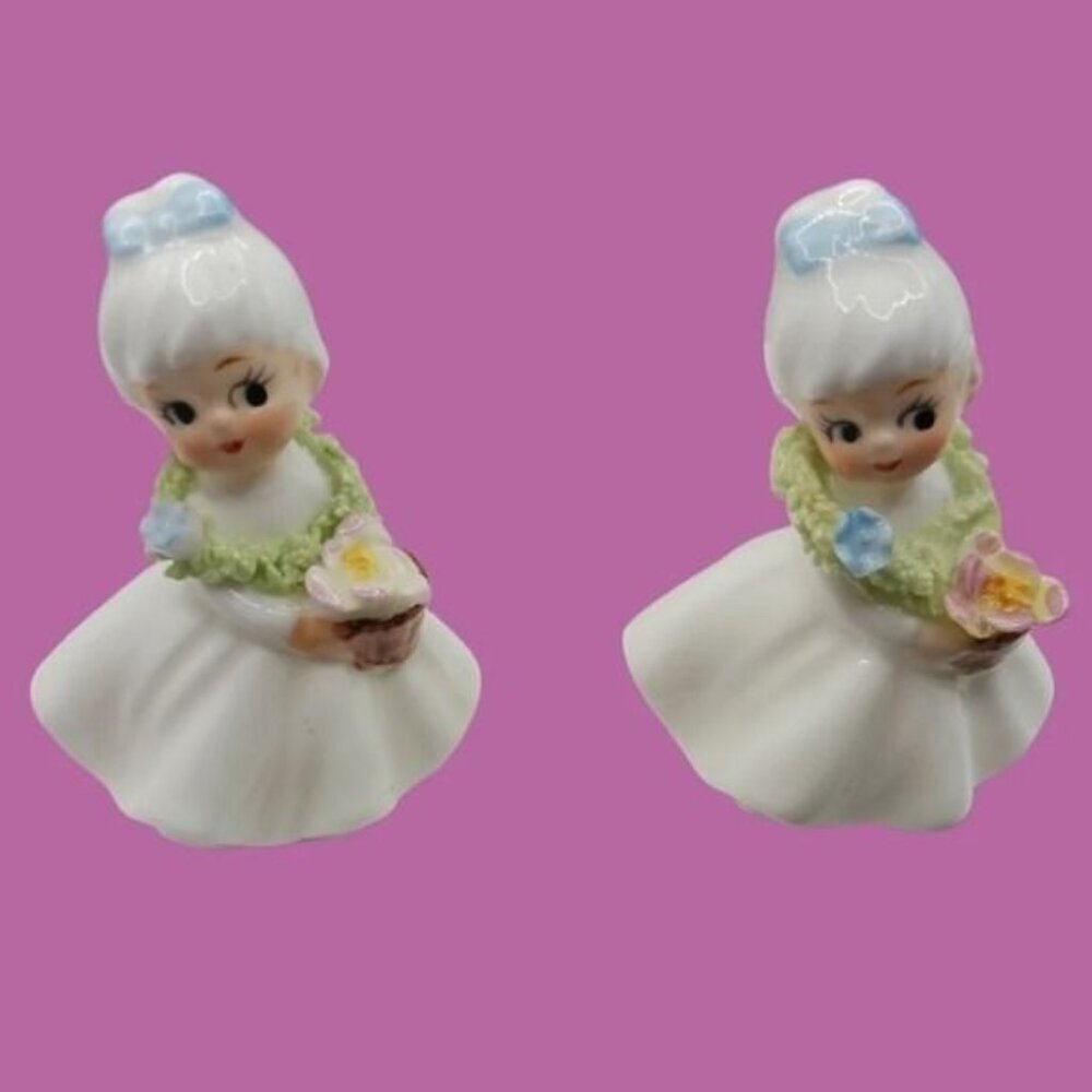 Napco ware vtg bone china flower girls lot of 2